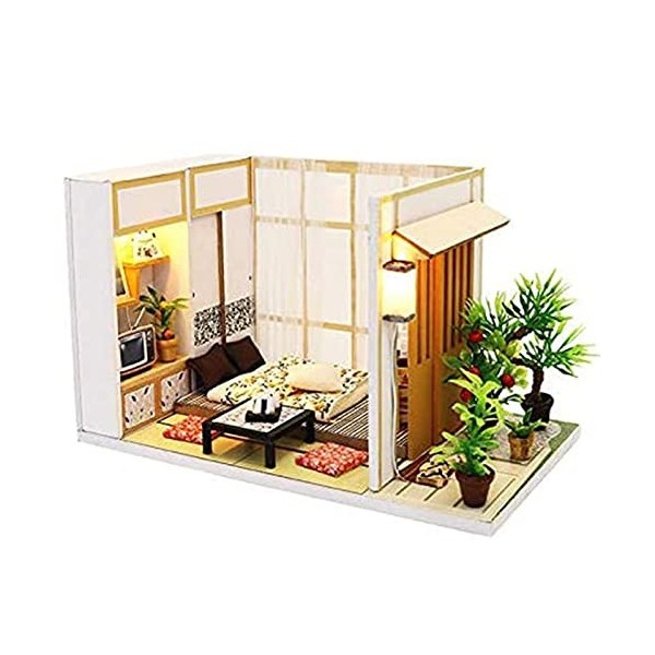 Kit de Maison de poupée Bricolage avec lumières LED Miniature Bande Instrument de fête en Bois Maison de poupée Meubles modèl