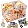 Kisoy Maison de poupée miniature avec kit de meubles, fait à la main, modèle de maison pour adolescents et adultes, cadeau h