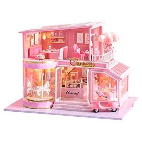 XLZSP Kit de décoration de maison de poupée miniature avec lumières et meubles - Cadeau danniversaire pour garçons et filles