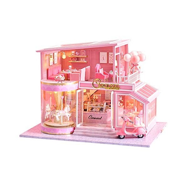 XLZSP Kit de décoration de maison de poupée miniature avec lumières et meubles - Cadeau danniversaire pour garçons et filles