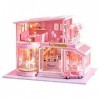 XLZSP Kit de décoration de maison de poupée miniature avec lumières et meubles - Cadeau danniversaire pour garçons et filles