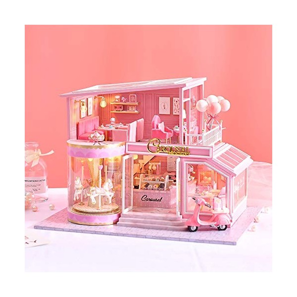 XLZSP Kit de décoration de maison de poupée miniature avec lumières et meubles - Cadeau danniversaire pour garçons et filles