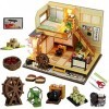 Bricolage Maison de poupée Kit 3D Maison en Bois modèle de Construction avec Meubles et Accessoires, Salon Chambre Cuisine Sa