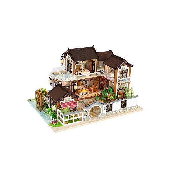 luckiner Mini maison de poupée 3D en bois avec housse anti-poussière