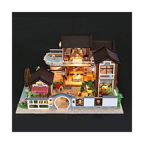 luckiner Mini maison de poupée 3D en bois avec housse anti-poussière