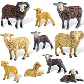 Skylety 10 Pièces Jouet Mouton Figurine de Mouton Mérinos Figurine de Chèvre en Plastique Mini Figurine dagneau Topper de Gâ