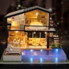 Kit de Maison de poupée Miniature Bricolage Villa en Bois avec Piscine Modèle Kits Décorations de Noël Cadeaux pour la Famill