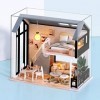Spilay Maison de poupée miniature avec meubles en bois, fait à la main, modèle de collection artisanale, mini kit avec housse
