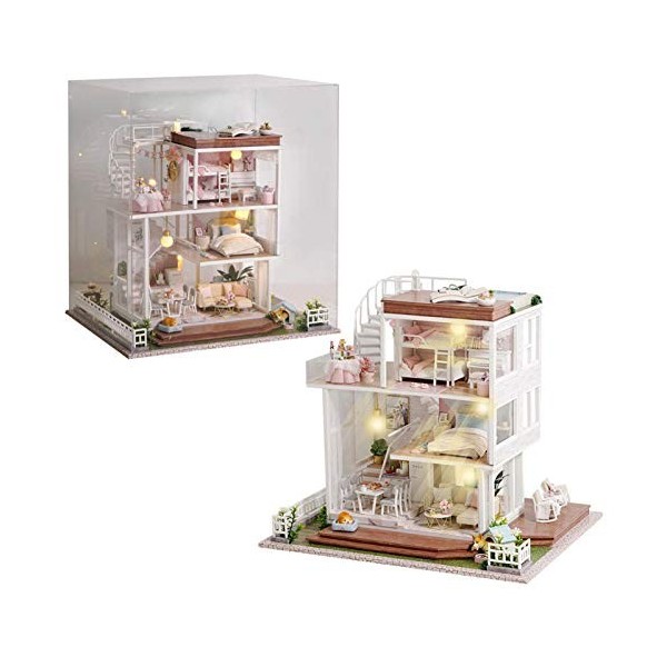 Ukuding Maison Miniature - Meubles Miniatures Maison poupée Bricolage pour Adolescents et Adultes, Mini Maison poupée en Bois