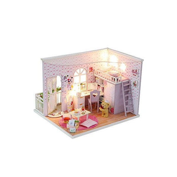 ERSD Main en bois bricolage maison de poupées bon moment Main fait main modèle chambre décoration maison modèle