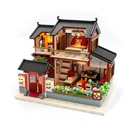 WSJTT Maison De Poupée Miniature avec des Meubles, Bricolage Maison De Poupée Kit Plus Étanche À La Poussière Et La Musique M