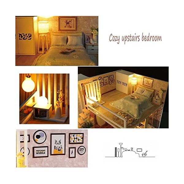 Kit de maison de poupées miniatures à faire soi-même, avec meubles à léchelle 1:24, modèle de maison de poupée en bois, kit 