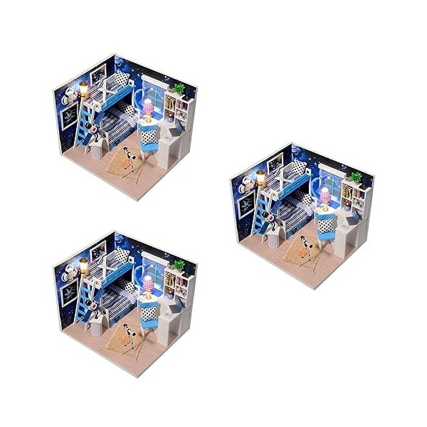 ibasenice Décoration Dintérieur 3 Pièces Modèle De Maison en Bois Mini Mini Maison Mini Maison Kits Bricolage Maison en Bois