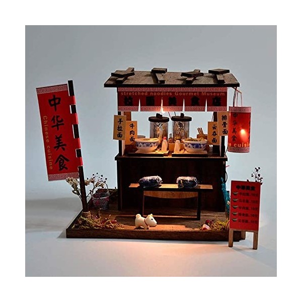 Maison de poupée modèle de bâtiment Ancien de Style Chinois Restaurant gastronomique de Ramen avec kit de Meubles Assemblage 