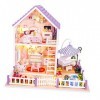 YEHEI Bricolage Bois Miniature Maison de poupée lumière LED Villa série Tous Les Meubles Ensemble Enfants Enfants Cadeau Mais