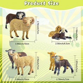 Skylety 10 Pièces Jouet Mouton Figurine de Mouton Mérinos Figurine de Chèvre en Plastique Mini Figurine dagneau Topper de Gâ
