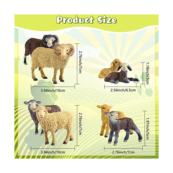 Skylety 10 Pièces Jouet Mouton Figurine de Mouton Mérinos Figurine de Chèvre en Plastique Mini Figurine dagneau Topper de Gâ