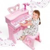 Piano pour Enfants - Instrument de Musique électronique avec 37 Touches pour Filles, Cadeau, Jouet éducatif avec Pieds Amovib