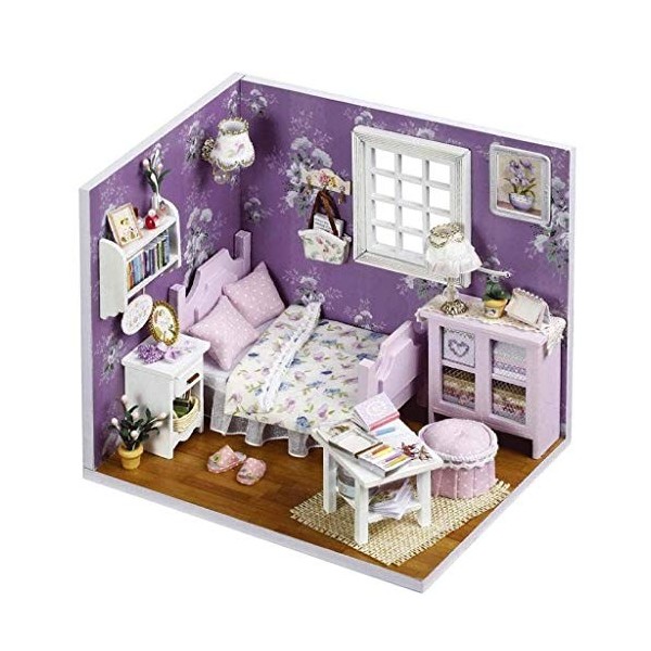 NXYDQ Maison de poupée en Bois Miniatures Bricolage Maison Kit avec Couvercle et LED Light Cover for Romantique Création Cade