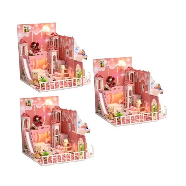 Toyvian 2 Pièces Modèle De Maison Bricolage Maison Mini Maison Kit Cadeau danniversaire Hommes Et Femmes Miniature en Bois