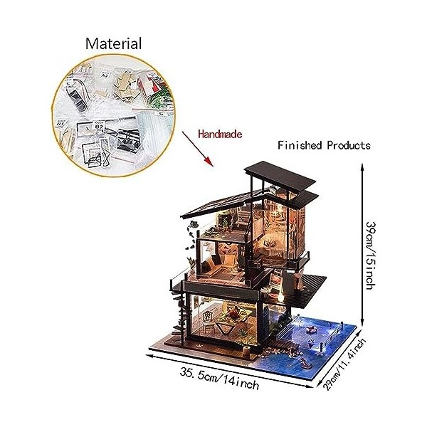 Kit Maison Poupée Miniature À Monter Soi-Même Mini Maison Poupée 3D en Bois avec Lumière LED Et Cadre Bois Décoration Noël Ca