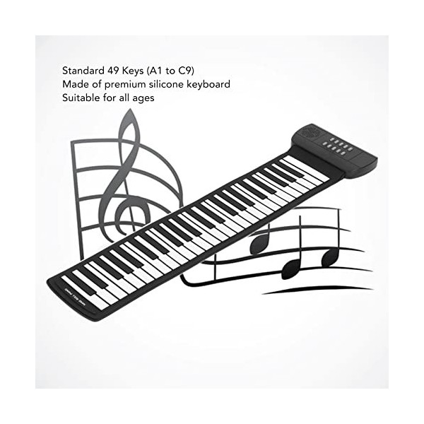 Piano Enroulable, 49 Touches Roll Up Keyboard Piano électronique Pliable pour Enfants Débutants, Fonction MIDI Portable éduca