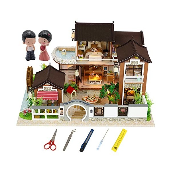 YIHANGG Kit De Maison De Poupée Miniature Bricolage avec Meubles Mini Maison en Bois 3D Lumières LED Enfants Anniversaire Cad