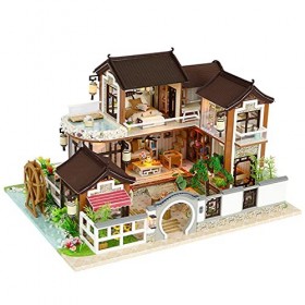 YIHANGG Kit De Maison De Poupée Miniature Bricolage avec Meubles Mini Maison en Bois 3D Lumières LED Enfants Anniversaire Cad
