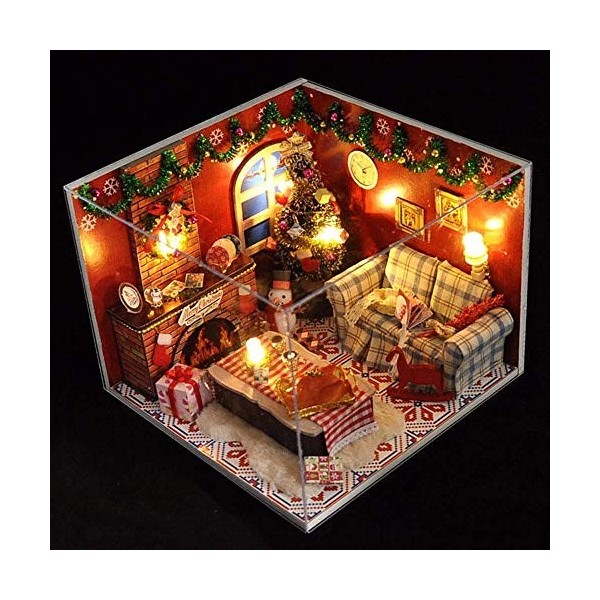 Nordic 3D Kit de modèle de Maison de Noël en Bois Bricolage Miniature Artisanat Kit de Meubles de Maison de poupée Cadeaux cr