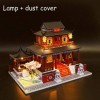 DIY Maison De PoupéEs Miniature en Bois,BâTiment De Style Chinois 3D Fabriqué Kit Collection Dollhouse avec Housse De Protect