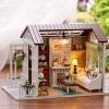 Bricolage Maison de poupée Miniature en Bois avec Meubles et Accessoires, Salon Chambre Cuisine Salle de Bain Cadeau pour Ann