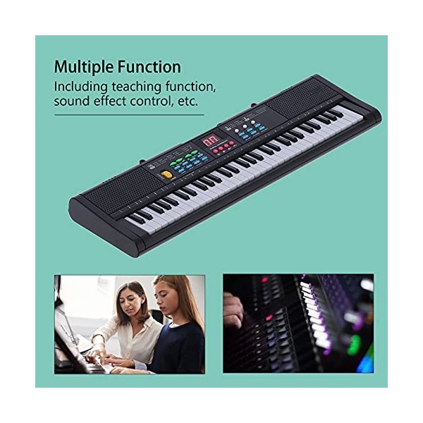 Clavier Piano, Piano numérique électrique 61 Touches avec Micro, Cadeau de Clavier Portable, Clavier de Musique dinstrument 