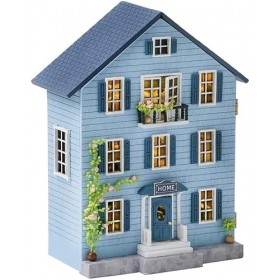 Kit de meubles en bois miniatures pour maison de poupée, mini maison de poupée faite à la main avec LED, jouets créatifs en b