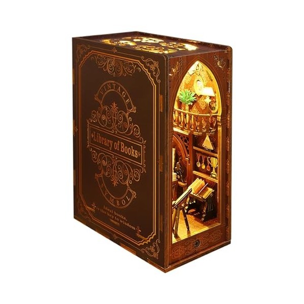 Book Nook Kits Bricolage Livre Coin Kit étagère insérer Miniature Maison de poupée modèle 3D en Bois Puzzle bibliothèque Cham