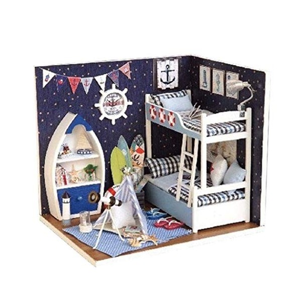 NXYDQ Maison de poupée en Bois Miniatures Bricolage Maison Kit avec Couvercle et LED Light-Explorer Starry Sky