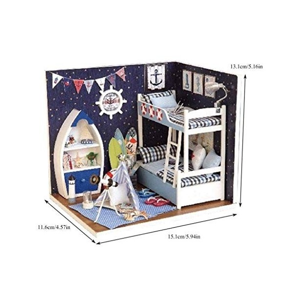 NXYDQ Maison de poupée en Bois Miniatures Bricolage Maison Kit avec Couvercle et LED Light-Explorer Starry Sky