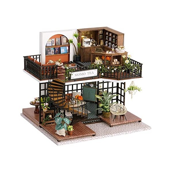 Miniature de la maison de poupée, en bois DIY Kit de maison miniature avec meubles, plus de protection et de musique de pouss