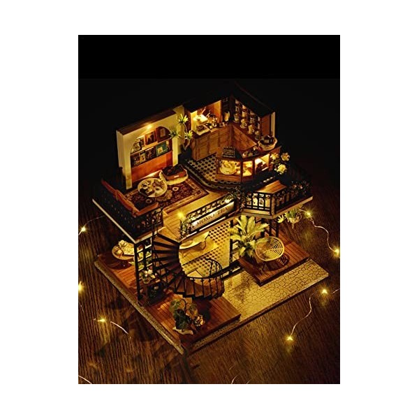 Miniature de la maison de poupée, en bois DIY Kit de maison miniature avec meubles, plus de protection et de musique de pouss