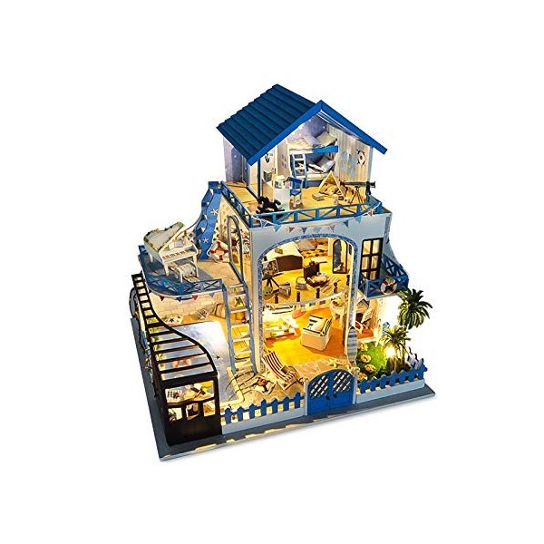 luckiner Kit de meubles miniatures en bois fait à la main - Mini kit dartisanat lumineux 3D - Cadeau danniversaire