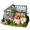 XJJY DIY Mini Dollhouse, Miniature Handcraft 3D Poupée en Bois 3D Kit avec mobilier LED Light for Kids Girls Boys