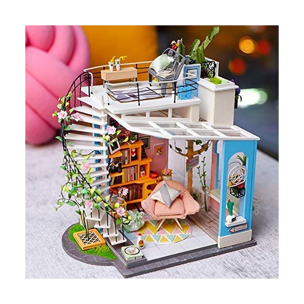 ChengBeautiful Bricolage Dollhouse DIY Kit Dollhouse Modèle de Construction Mini 3D avec des Meubles Cadeau danniversaire fo