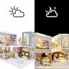 Kit de Construction de Maison Miniature Bleu Loft Villa Dollhouse avec lumières LED Meubles en Bois Jouets créatifs journée d