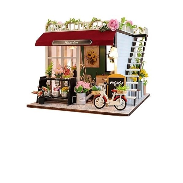FLYUFO Assembler des modèles de bâtiments pour: Kit de Construction Miniature Bricolage Petite Maison Magasin de Fleurs modèl