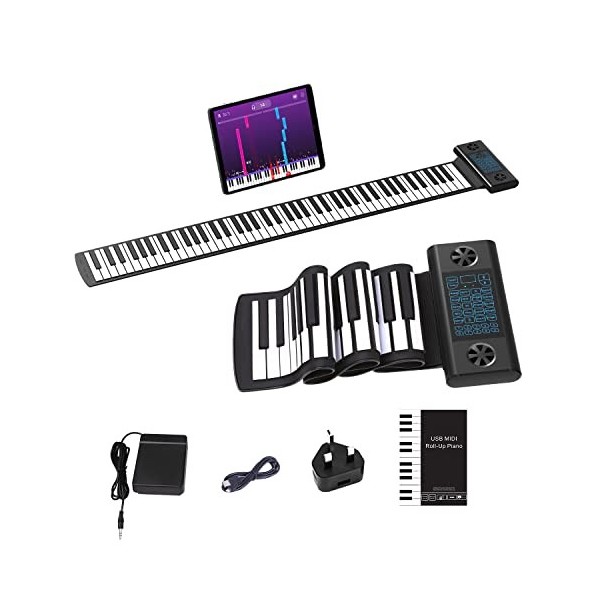 OYAYO Piano enroulable portable à 88 touches avec Bluetooth MIDI avec 128 tons et rythmes, support de clavier de piano enroul