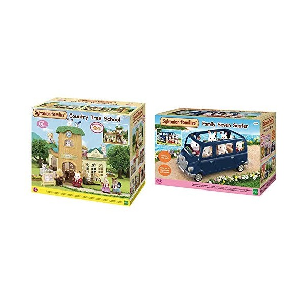 SYLVANIAN FAMILIES - 5105 - Ecole de la Foret - Maison de Poupée & 5274 - Monospace 7 Places