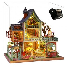 XLZSP Mini Maison de Poupée Miniature 3D Style Rustique en Bois, Maison de Poupée, Maison de Construction, avec Mouvement Mus