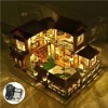 XLZSP DIY Maison de poupées chinoise Villa miniature Kit avec musique et anti-poussière Étang de lotus, étang, maison de poup