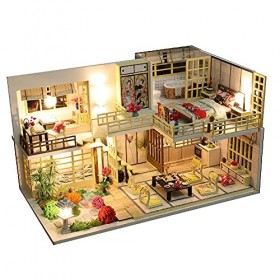 Flever Maison de poupée miniature DIY maison de style japonais chambre créative avec meubles pour cadeau romantique Saint-Val