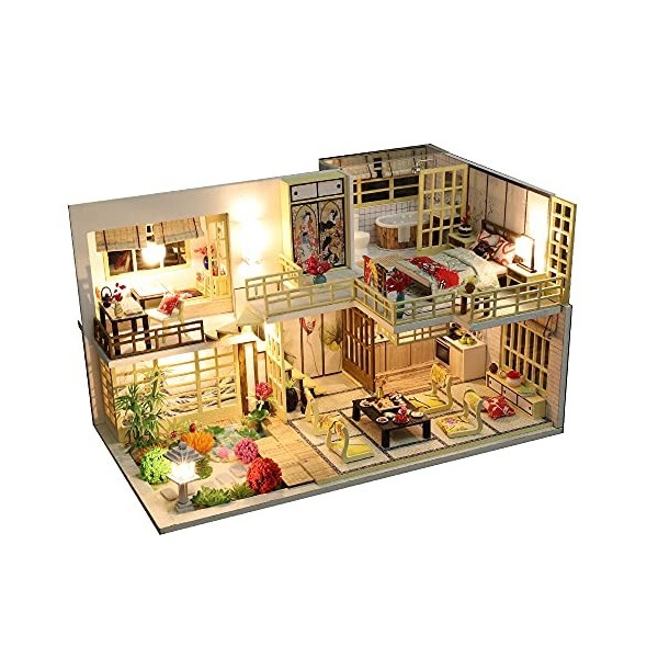 Flever Maison de poupée miniature DIY maison de style japonais chambre créative avec meubles pour cadeau romantique Saint-Val