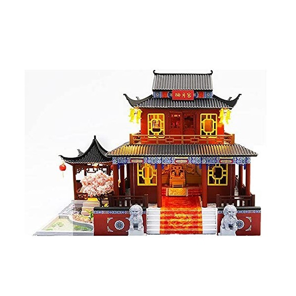 Modèle de Maison de poupée de Ville Ancienne de Style Chinois Bricolage avec lumière LED Kit de Maison de poupée Miniature av